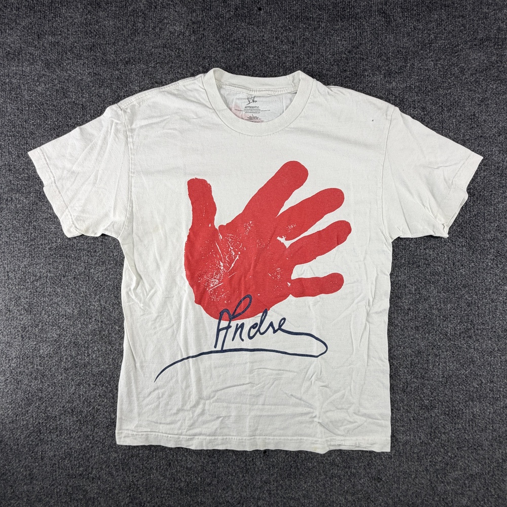 WWE Andre The Giant Hand Foot Shirt Mens Large White Graphic Tee Tagless